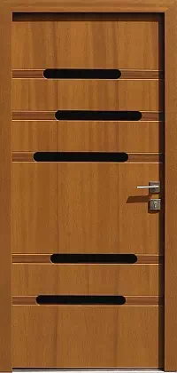 Drzwi zewnętrzne nowoczesne do domu wzór 492,2 w kolorze ciemny dąb.