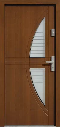 Drzwi zewnętrzne nowoczesne do domu wzór 495,3+ds2 w kolorze orzech.