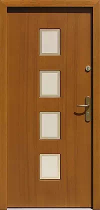 Drzwi zewnętrzne nowoczesne do domu wzór 497,11+ds9 w kolorze ciemny dąb.
