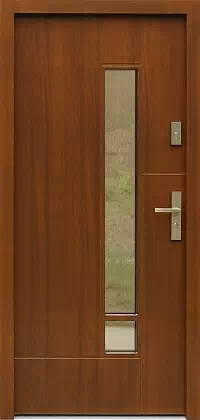 Drzwi zewnętrzne nowoczesne do domu 498,11 w kolorze mahoniowe.