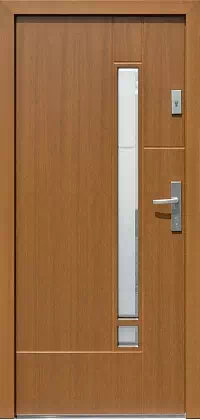 Drzwi zewnętrzne nowoczesne do domu 498,12+ds1 w kolorze złoty dąb.