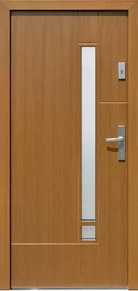 Drzwi zewnętrzne nowoczesne do domu wzór 498,12 w kolorze złoty dąb.