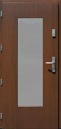 Drzwi zewnętrzne nowoczesne do domu wzór 499,15Z w kolorze orzech.