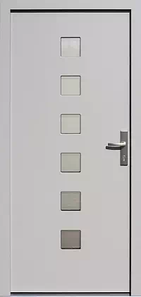 Drzwi zewnętrzne nowoczesne do domu wzór 601,5 w kolorze białe.