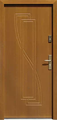 Drzwi zewnętrzne nowoczesne do domu 603F w kolorze złoty dąb.