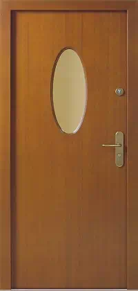 Drzwi zewnętrzne nowoczesne do domu wzór 606,3B w kolorze złoty dąb.