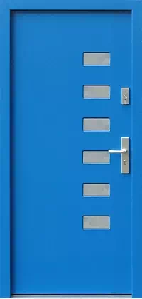 Drzwi zewnętrzne nowoczesne do domu wzór 612,2 w kolorze niebieskie.