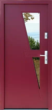 Drzwi zewnętrzne nowoczesne do domu wzór 620,1 w kolorze bordowe.