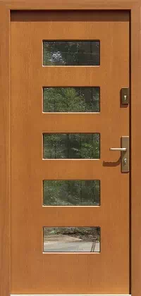 Drzwi zewnętrzne nowoczesne do domu wzór 621,2 w kolorze złoty dąb.