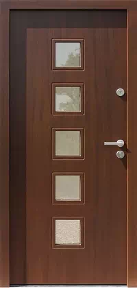 Drzwi zewnętrzne nowoczesne do domu wzór 627,1 w kolorze orzech.