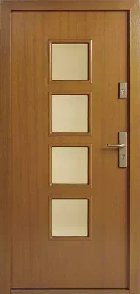 Drzwi zewnętrzne nowoczesne do domu wzór 629,2 w kolorze złoty dąb.