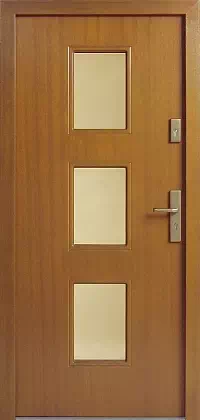 Drzwi zewnętrzne nowoczesne do domu wzór 629,3 w kolorze złoty dąb.