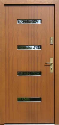 Drzwi zewnętrzne nowoczesne do domu wzór 631 w kolorze ciemny dąb.