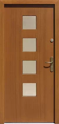 Drzwi zewnętrzne nowoczesne do domu wzór 632 w kolorze ciemny dąb.