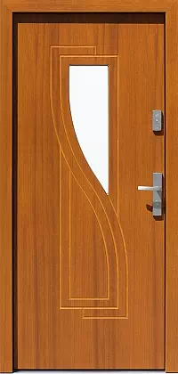 Drzwi zewnętrzne nowoczesne do domu wzór 634,1 w kolorze złoty dab.