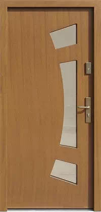 Drzwi zewnętrzne nowoczesne do domu wzór 637,1 w kolorze jasny dąb.
