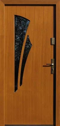 Drzwi zewnętrzne nowoczesne do domu wzór 670,3 w kolorze ciemny dąb.