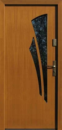 Drzwi zewnętrzne nowoczesne do domu wzór 670,4 w kolorze ciemny dąb.