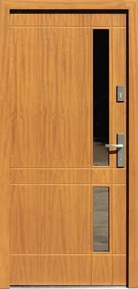 Drzwi zewnętrzne nowoczesne do domu wzór 685,3 w kolorze złoty dąb.