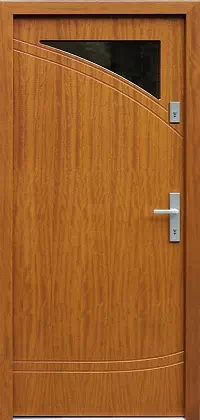 Drzwi zewnętrzne nowoczesne do domu wzór 686,1 w kolorze ciemny dąb.