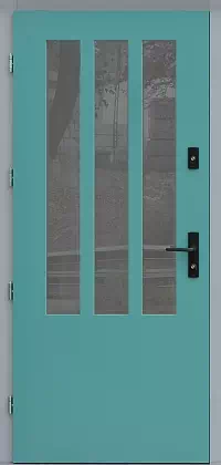 Drzwi zewnętrzne nowoczesne do domu 687,3 w kolorze turkusowe + RAL7035.