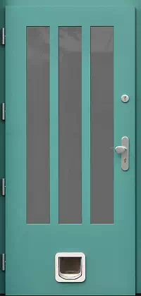 Drzwi zewnętrzne nowoczesne do domu 687,3K w kolorze turkusowe.