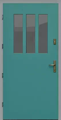 Drzwi zewnętrzne nowoczesne do domu 687,4 w kolorze turkusowe + RAL7035.