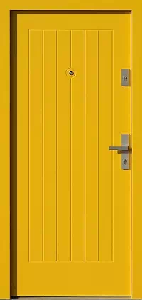 Drzwi zewnętrzne nowoczesne do domu 688,2B w kolorze żółte.