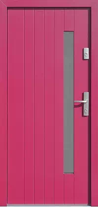 Drzwi zewnętrzne nowoczesne do domu wzór 689,6S1 w kolorze malinowe.
