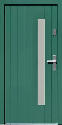 Drzwi zewnętrzne nowoczesne do domu 689,7S1 w kolorze zielone.