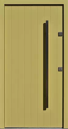 Drzwi zewnętrzne nowoczesne do domu 689,8 w kolorze zółte.