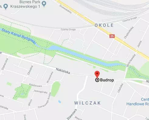 Budrop - Lokalizacja salonu sprzedaży i wymiany drzwi zewnętrznych w Bydgoszczy